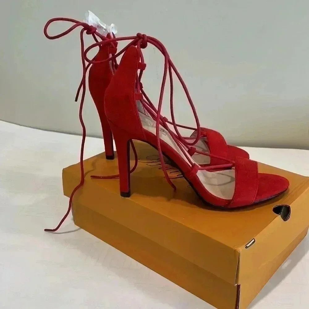 Allegra K Women's Platform Stiletto Heels Lace Up Sandals
